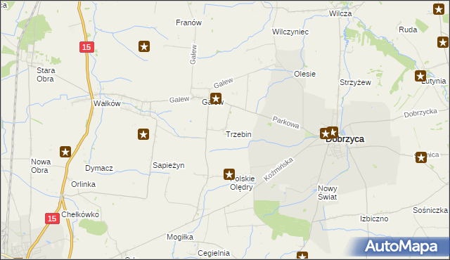 mapa Trzebin gmina Dobrzyca, Trzebin gmina Dobrzyca na mapie Targeo