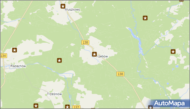 mapa Trzebów gmina Sulęcin, Trzebów gmina Sulęcin na mapie Targeo
