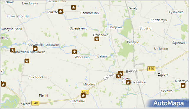 mapa Trzebuń gmina Stara Biała, Trzebuń gmina Stara Biała na mapie Targeo