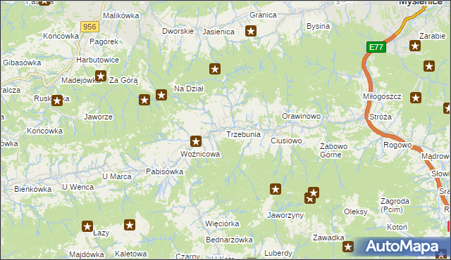 mapa Trzebunia, Trzebunia na mapie Targeo