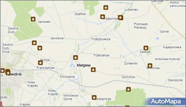 mapa Trzeciaków, Trzeciaków na mapie Targeo