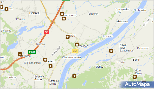 mapa Trzęsacz gmina Dobrcz, Trzęsacz gmina Dobrcz na mapie Targeo