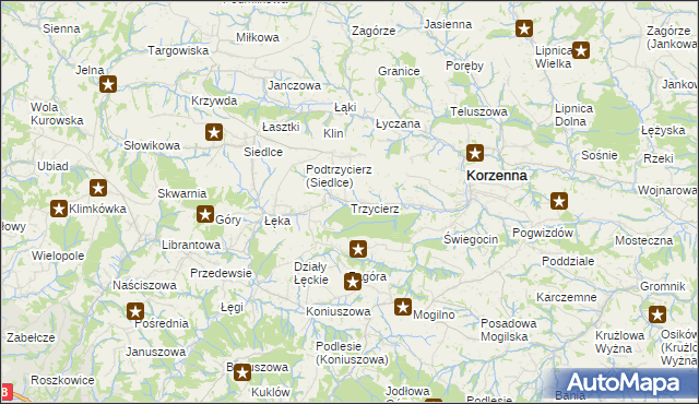 mapa Trzycierz, Trzycierz na mapie Targeo