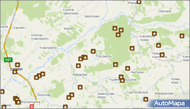 mapa Trzyrzeczki, Trzyrzeczki na mapie Targeo