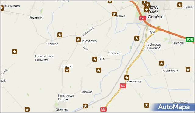 mapa Tuja, Tuja na mapie Targeo