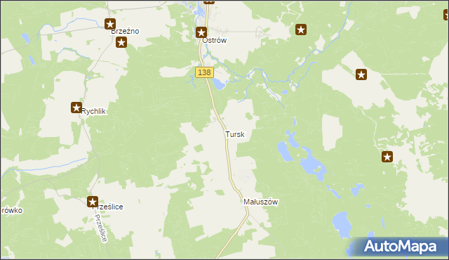 mapa Tursk gmina Sulęcin, Tursk gmina Sulęcin na mapie Targeo