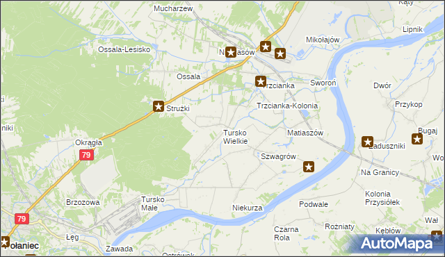 mapa Tursko Wielkie, Tursko Wielkie na mapie Targeo