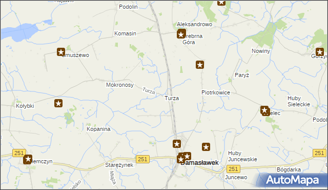 mapa Turza gmina Damasławek, Turza gmina Damasławek na mapie Targeo