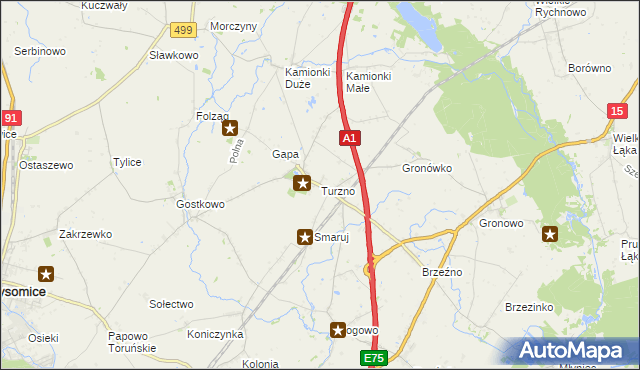 mapa Turzno gmina Łysomice, Turzno gmina Łysomice na mapie Targeo