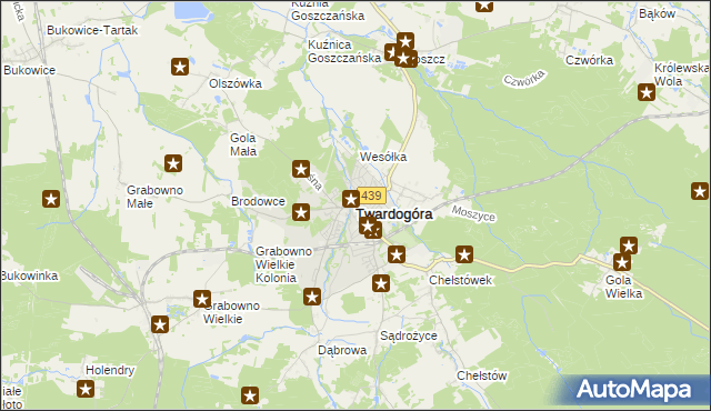 mapa Twardogóra, Twardogóra na mapie Targeo