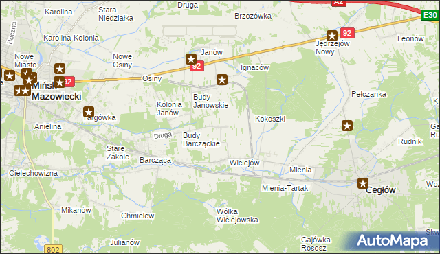 mapa Tyborów gmina Cegłów, Tyborów gmina Cegłów na mapie Targeo