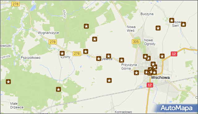 mapa Tylewice, Tylewice na mapie Targeo