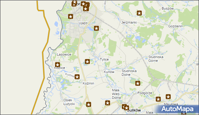 mapa Tylice gmina Zgorzelec, Tylice gmina Zgorzelec na mapie Targeo