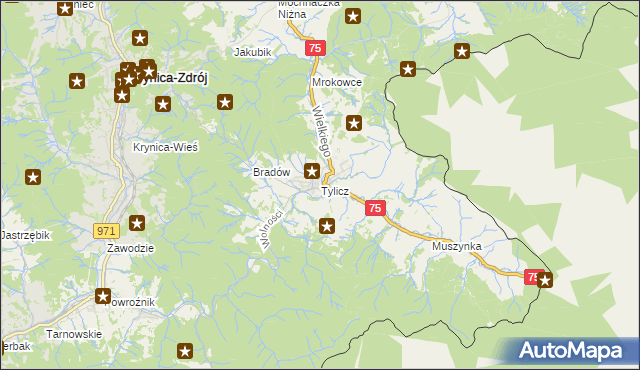 mapa Tylicz, Tylicz na mapie Targeo