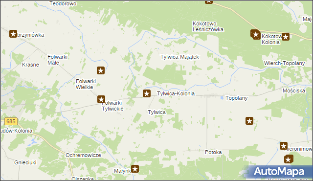 mapa Tylwica-Kolonia, Tylwica-Kolonia na mapie Targeo