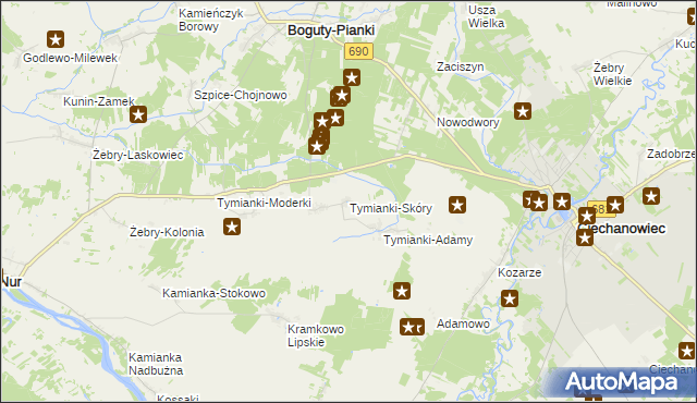 mapa Tymianki-Skóry, Tymianki-Skóry na mapie Targeo