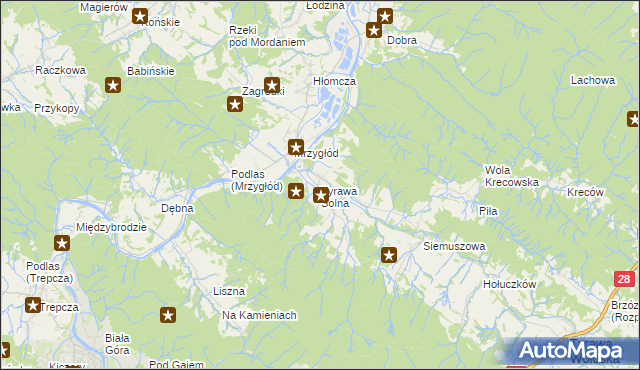 mapa Tyrawa Solna, Tyrawa Solna na mapie Targeo