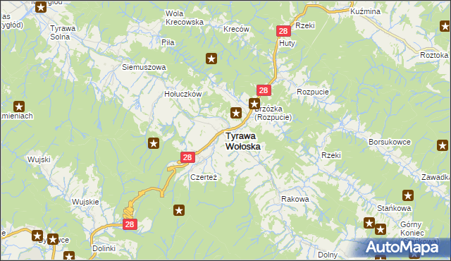 mapa Tyrawa Wołoska, Tyrawa Wołoska na mapie Targeo