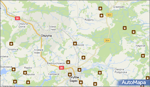 mapa Ubocze gmina Gryfów Śląski, Ubocze gmina Gryfów Śląski na mapie Targeo