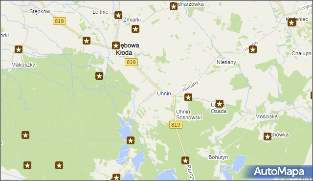 mapa Uhnin, Uhnin na mapie Targeo