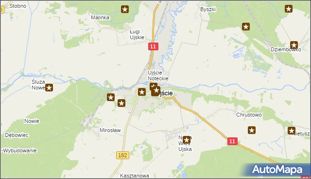 mapa Ujście powiat pilski, Ujście powiat pilski na mapie Targeo