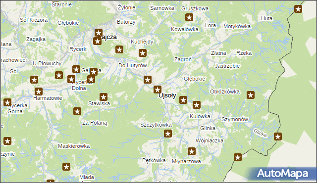 mapa Ujsoły, Ujsoły na mapie Targeo