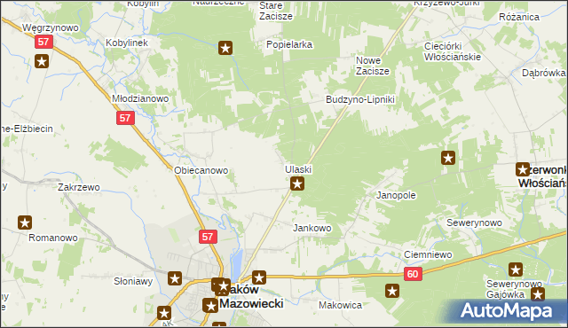 mapa Ulaski gmina Czerwonka, Ulaski gmina Czerwonka na mapie Targeo