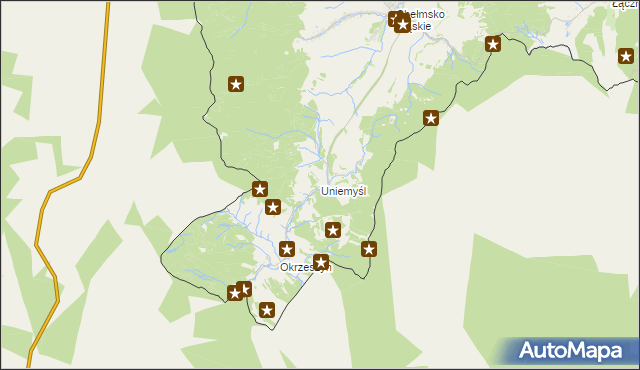 mapa Uniemyśl gmina Lubawka, Uniemyśl gmina Lubawka na mapie Targeo