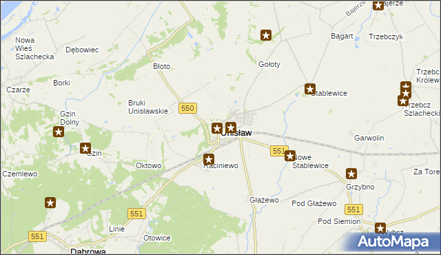 mapa Unisław powiat chełmiński, Unisław powiat chełmiński na mapie Targeo