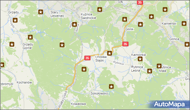 mapa Unisław Śląski, Unisław Śląski na mapie Targeo