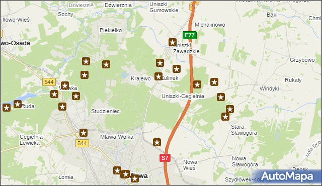 mapa Uniszki-Cegielnia, Uniszki-Cegielnia na mapie Targeo