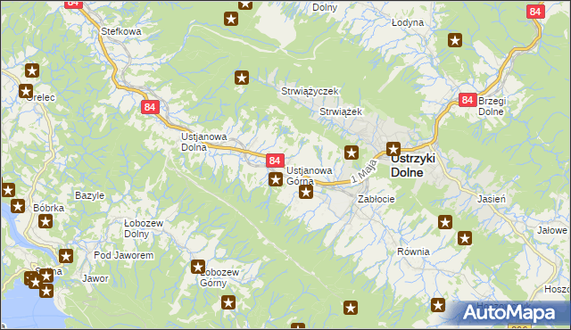 mapa Ustjanowa Górna, Ustjanowa Górna na mapie Targeo
