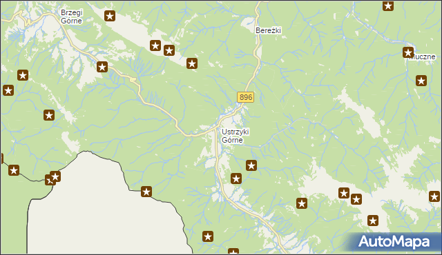 mapa Ustrzyki Górne, Ustrzyki Górne na mapie Targeo