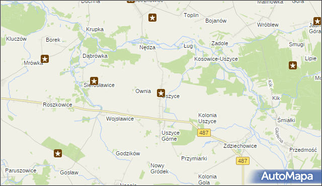 mapa Uszyce, Uszyce na mapie Targeo