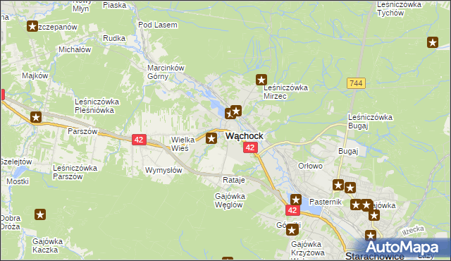 mapa Wąchock, Wąchock na mapie Targeo