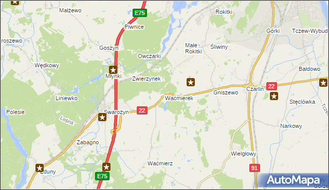 mapa Waćmierek, Waćmierek na mapie Targeo