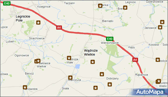 mapa Wądroże Wielkie, Wądroże Wielkie na mapie Targeo