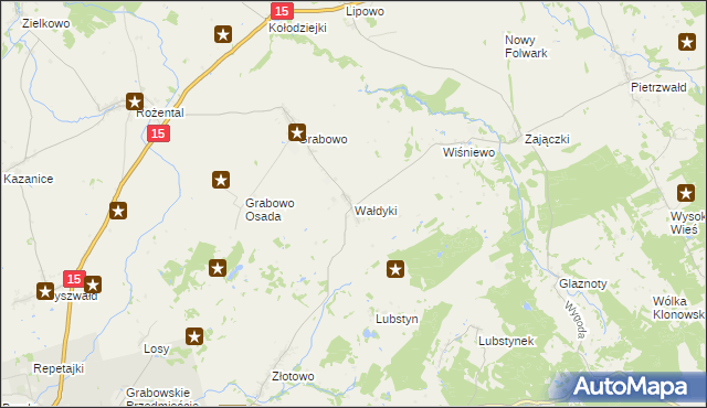 mapa Wałdyki, Wałdyki na mapie Targeo