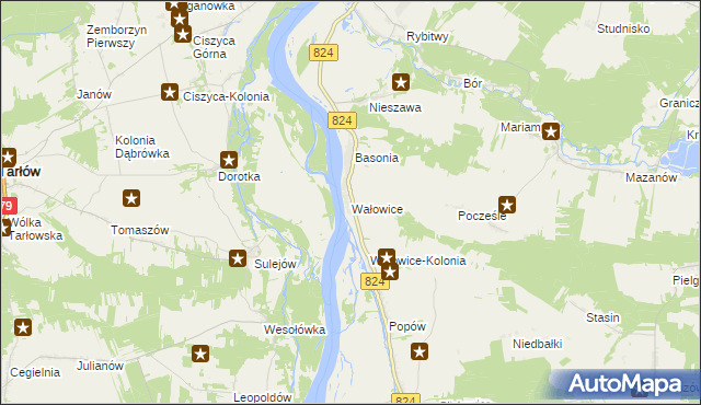 mapa Wałowice gmina Józefów nad Wisłą, Wałowice gmina Józefów nad Wisłą na mapie Targeo