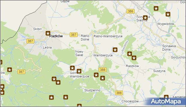 mapa Wambierzyce, Wambierzyce na mapie Targeo