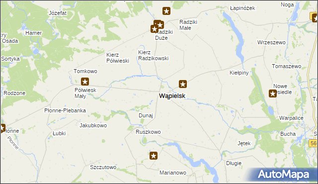 mapa Wąpielsk, Wąpielsk na mapie Targeo