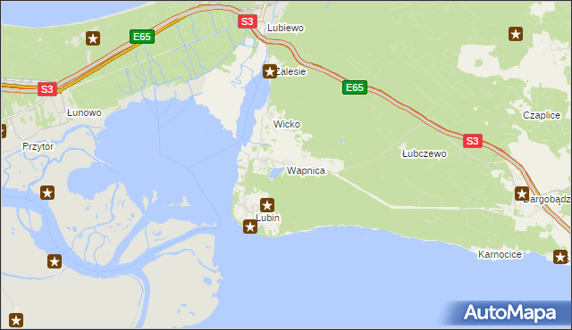 mapa Wapnica gmina Międzyzdroje, Wapnica gmina Międzyzdroje na mapie Targeo