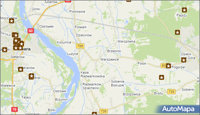 mapa Warszawice, Warszawice na mapie Targeo