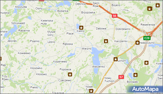 mapa Warzno, Warzno na mapie Targeo