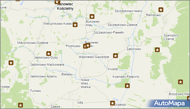 mapa Waśniewo-Grabowo, Waśniewo-Grabowo na mapie Targeo