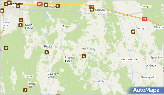 mapa Wawrochy, Wawrochy na mapie Targeo
