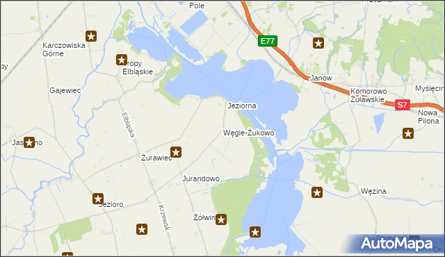 mapa Węgle-Żukowo, Węgle-Żukowo na mapie Targeo