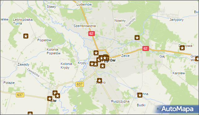 mapa Węgrów, Węgrów na mapie Targeo