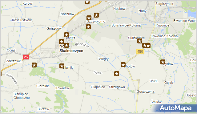 mapa Węgry gmina Nowe Skalmierzyce, Węgry gmina Nowe Skalmierzyce na mapie Targeo