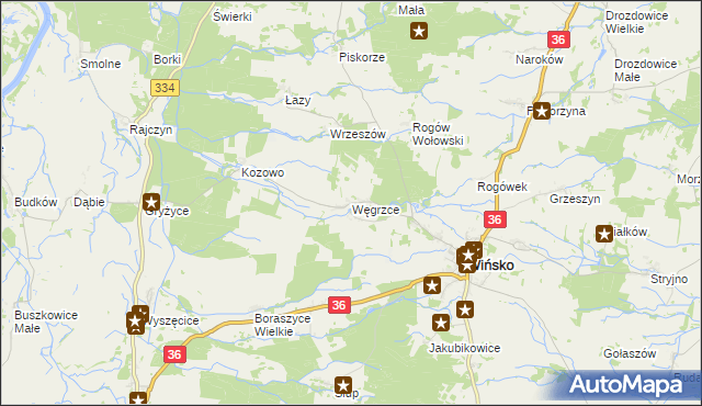 mapa Węgrzce gmina Wińsko, Węgrzce gmina Wińsko na mapie Targeo